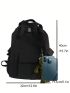 Medium Classic Backpack Black Minimalist Pocket Front Adjustable Strap For School