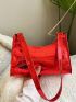 Crocodile Embossed Baguette Bag Red Fashionable Top Handle For Daily