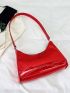 Crocodile Embossed Baguette Bag Red Fashionable Top Handle For Daily