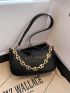 Mini Crocodile Embossed Square Bag Black Chain Decor For Daily