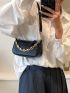 Mini Crocodile Embossed Square Bag Black Chain Decor For Daily