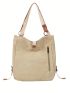 Buckle Decor Hobo Bag Canvas Zipper