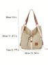 Buckle Decor Hobo Bag Canvas Zipper