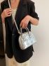 Small Dome Bag Funky Metallic Heart Embossed Double Handle PU