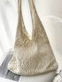 Beige Crochet Bag Vacation Hollow Out Polyester