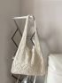 Beige Crochet Bag Vacation Hollow Out Polyester