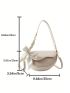 Geometric Embossed Saddle Bag Twilly Scarf Decor Flap Beige PU