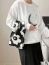 Mini Crochet Bag Floral Pattern No-closure Double Handle Polyester