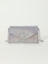 Mini Rhinestone Decor Square Bag Flap Chain Strap For Party