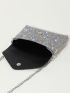 Mini Rhinestone Decor Square Bag Flap Chain Strap For Party