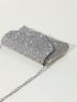 Mini Rhinestone Decor Square Bag Flap Chain Strap For Party