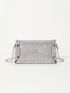 Mini Rhinestone Decor Square Bag Flap Chain Strap For Party