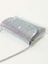 Mini Rhinestone Decor Square Bag Flap Chain Strap For Party