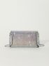 Mini Rhinestone Decor Square Bag Flap Chain Strap For Party