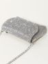 Mini Rhinestone Decor Square Bag Flap Chain Strap For Party