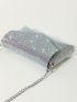 Mini Rhinestone Decor Square Bag Flap Chain Strap For Party