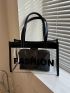 Clear Design Shoulder Tote Bag Letter Pattern With Inner Pouch