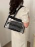 Clear Design Shoulder Tote Bag Letter Pattern With Inner Pouch