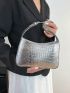 Crocodile Embossed Hobo Bag Small Metallic Funky