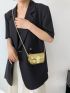 Mini Square Bag Twist Lock Metallic Pattern Chain Strap