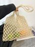 Medium Straw Bag Double Handle Hollow Out Beach Bag