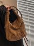 Minimalist Straw Bag Medium Zipper Vacation