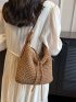 Minimalist Straw Bag Medium Zipper Vacation