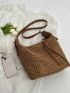 Minimalist Straw Bag Medium Zipper Vacation