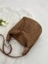 Minimalist Straw Bag Medium Zipper Vacation