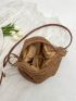 Minimalist Straw Bag Medium Zipper Vacation