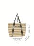 Striped Pattern Straw Bag Oversized Vacation