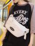 Letter Graphic Waist Bag Large Capacity Zipper