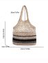 Striped Pattern Straw Bag Small Hollow Out Design Vacation