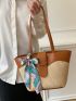 Twilly Scarf Decor Straw Bag Vacation