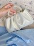 Small Ruched Bag Pearl Strap Minimalist