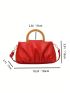 Two Tone Square Bag Ruched Detail Neon Red