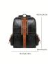 Two Tone Laptop Backpack Stitch Detail Buckle Decor Vintage Camping Bag