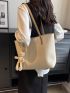 Letter Embossed Shoulder Tote Bag Minimalist