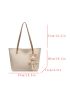 Letter Embossed Shoulder Tote Bag Minimalist