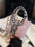 Colorblock Bucket Bag Small Twilly Scarf Decor