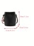 Small Bucket Bag Letter Graphic Litchi Embossed With Bag Charm