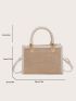 Mini Straw Bag Braided Detail Contrast Binding Zipper, Mothers Day Gift For Mom