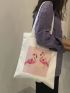 Flamingo Graphic Shopper Bag Small Preppy