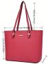 4Pcs Simple Fashionable Tote Bag Set, Solid Color Bag Set, Large Capacity Bag, Best Work Bag For Women