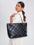 Quilted Chain Shoulder Tote Bag