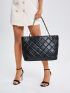 Quilted Chain Shoulder Tote Bag