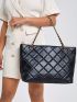 Quilted Chain Shoulder Tote Bag