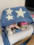 Large Capacity Hobo Bag Star & Flower Decor