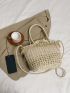 Shell Decor Straw Bag Drawstring Design