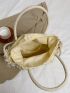 Shell Decor Straw Bag Drawstring Design